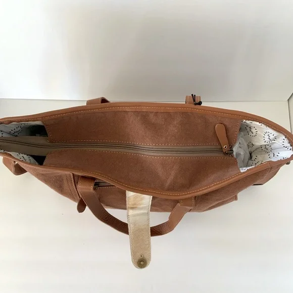 Myra Bag Tori Tote Aztec Native Weave Hair Hide Brown Canvas Tote NWT - Picture 13 of 16